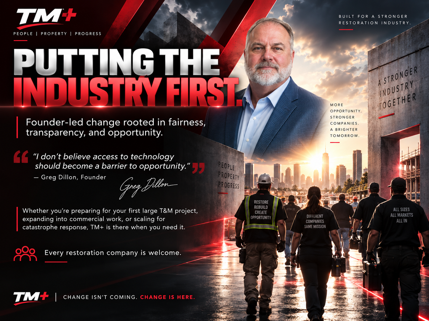 TM+ founder-led Putting the Industry First announcement